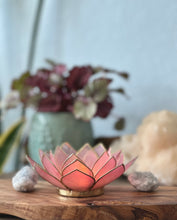 Capiz Shell Lotus Tealight Holder- Gemstone Collection- Rose Quartz