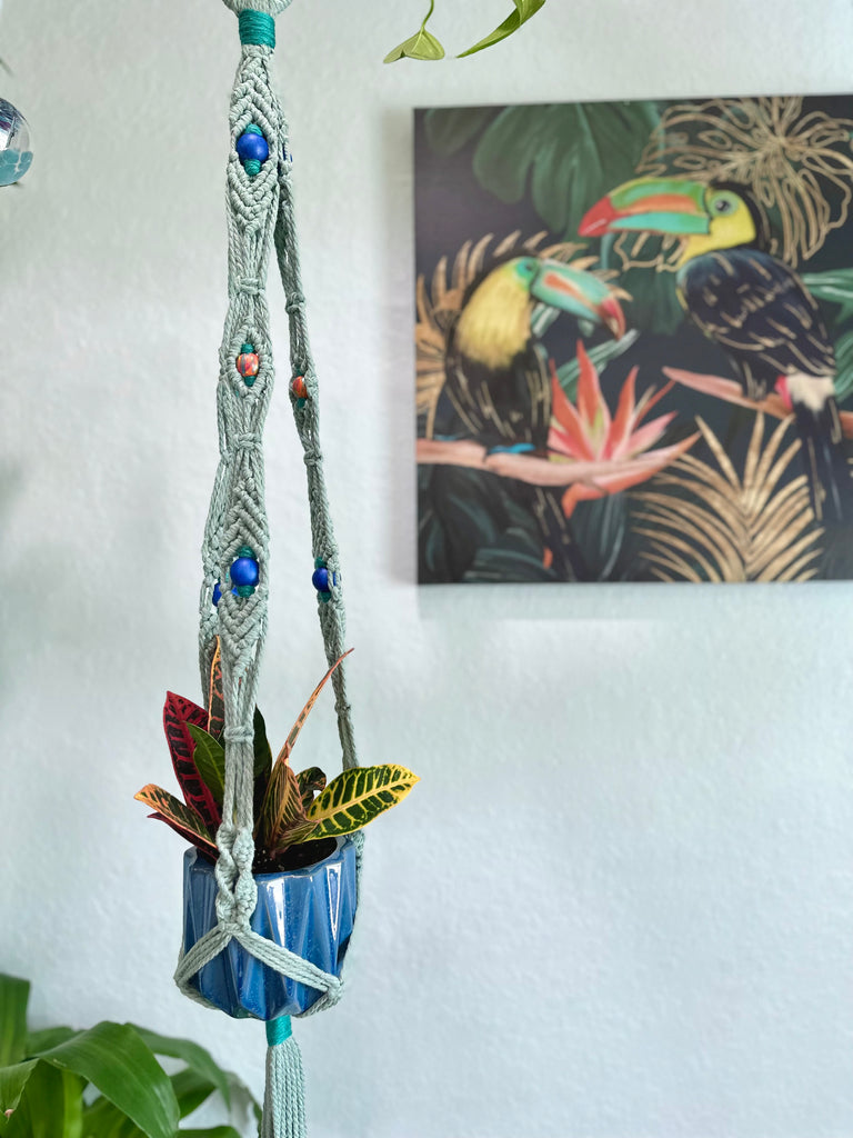 tiered macrame plant hanger Beaded Macrame Plant Hanger