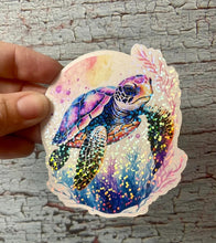 Sea Turtle Watercolor Holographic Die Cut Vinyl Sticker