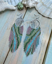 Tropical Leaf Beaded Fringe Earrings