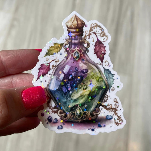 Magic Potion Bottle Holographic Die Cut Vinyl Sticker