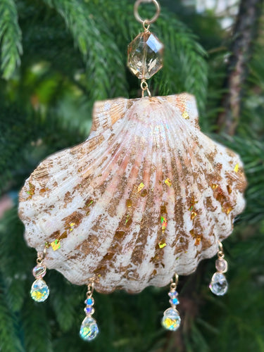 Gold Shimmer Iridescent Shell Ornament Suncatcher