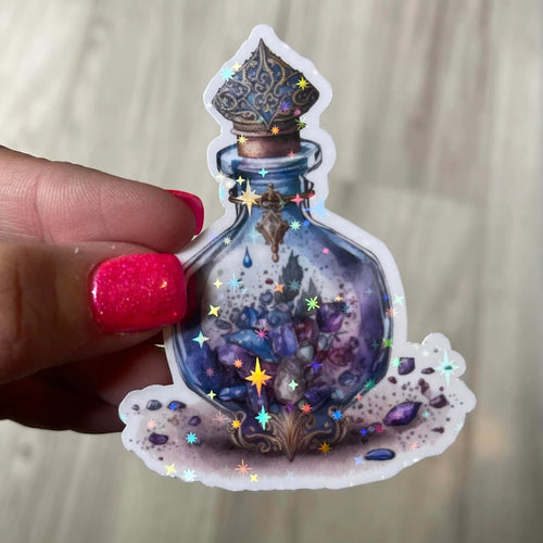 Magic Potion Bottle Holographic Die Cut Vinyl Sticker