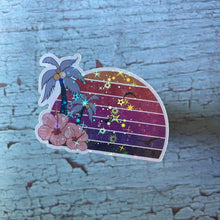 Tropical Sun Set Holographic Die Cut Vinyl Sticker