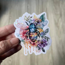Bumble Bee & Flowers Holographic Die Cut Vinyl Sticker