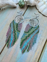 Tropical Leaf Beaded Fringe Earrings