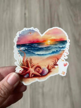 Heart Starfish Beach Waves Die Cut Vinyl Sticker