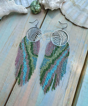 Tropical Leaf Beaded Fringe Earrings