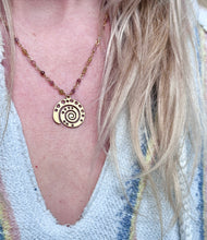 Brass Shell & Watermelon Tourmaline Beaded Necklace