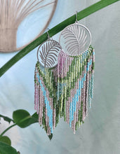 Tropical Leaf Beaded Fringe Earrings