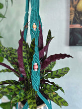 Tropical Paradise Large Beaded Macrame Planter- Teal