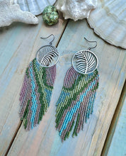 Tropical Leaf Beaded Fringe Earrings