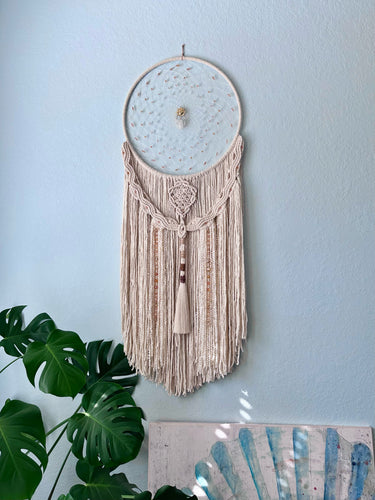 Sun Goddess Beaded Macrame Wall Hanging
