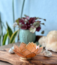 Capiz Shell Lotus Tealight Holder- Gemstone Collection- Amber