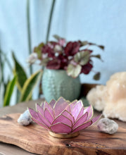Capiz Shell Lotus Tealight Holder- Gemstone Collection- Amethyst