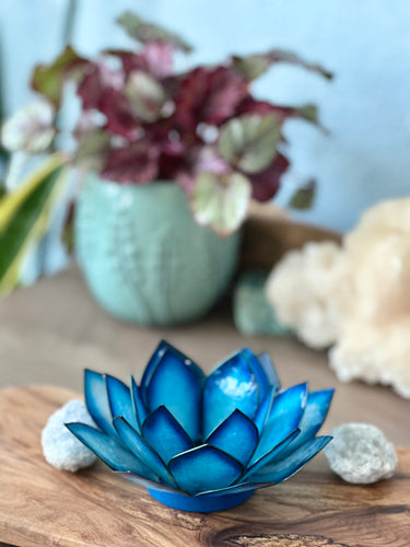 Capiz Shell Lotus Tealight Holder- Blue Lagoon Paradise