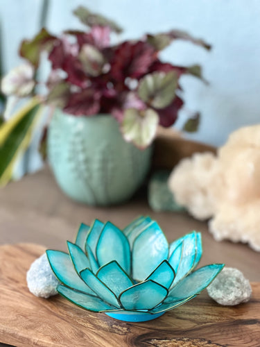 Capiz Shell Lotus Tealight Holder- Cool Water Paradise