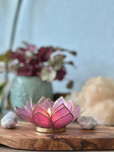 Capiz Shell Lotus Tealight Holder- Gemstone Collection- Amethyst