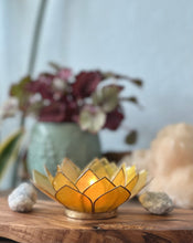 Capiz Shell Lotus Tealight Holder- Gemstone Collection- Citrine