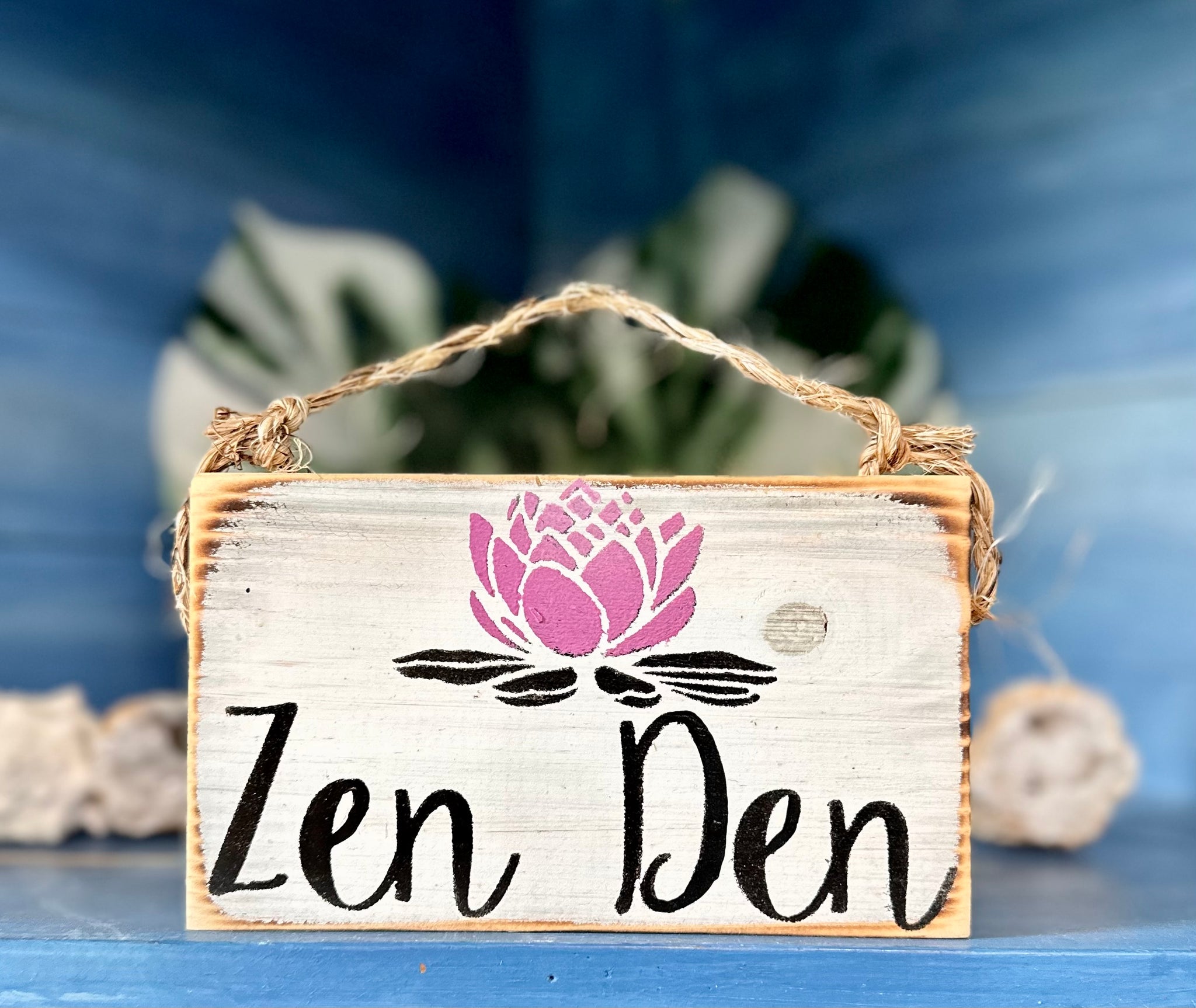 Zen Den Wood Sign – Earth Meets Water