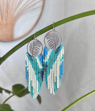 Tropical Leaf Beaded Fringe Earrings