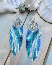 Tropical Leaf Beaded Fringe Earrings