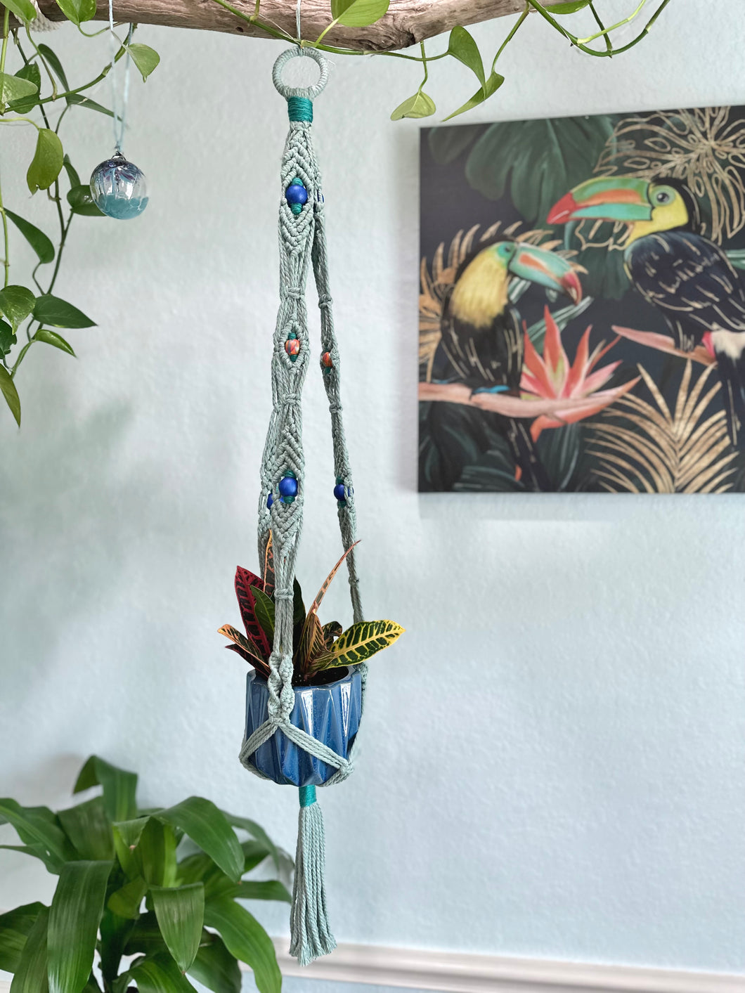 three tier macrame plant hanger Beaded Macrame Plant Hanger