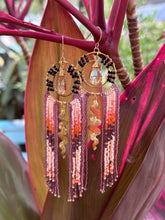 Sun Goddess Beaded Curtain Fringe Earrings