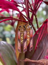 Sun Goddess Beaded Curtain Fringe Earrings