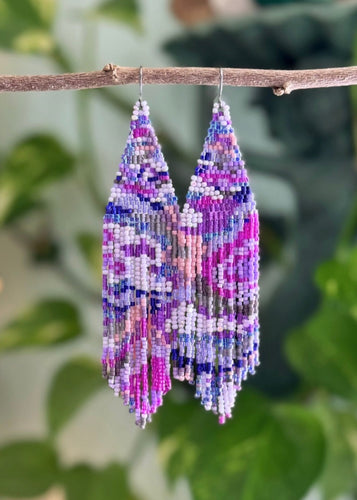 Purple Haze Psychedelic Fringe Earrings