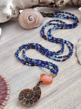 Ammonite Double Strand Knotted Bead Necklace