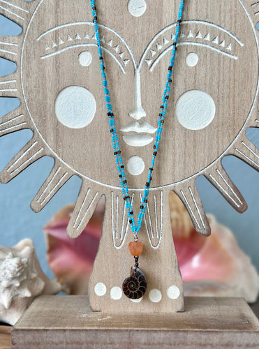 Ammonite Double Strand Knotted Bead Necklace