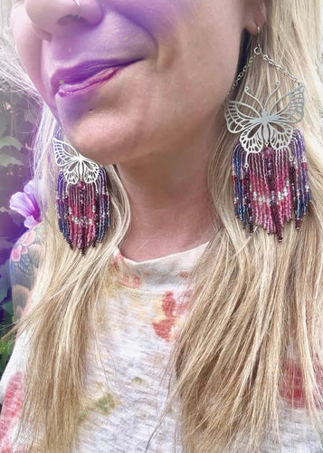 Large Butterfly Fringe Earrings