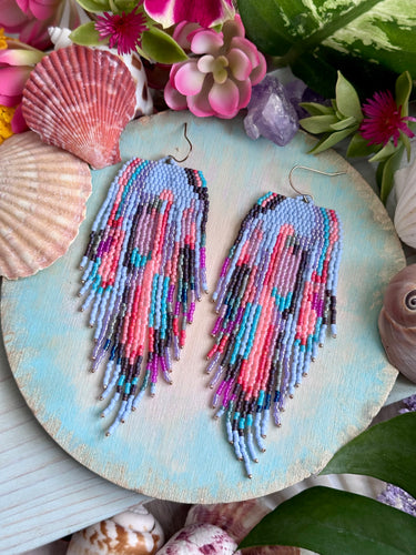 Color Splash Beaded Fringe Earrings