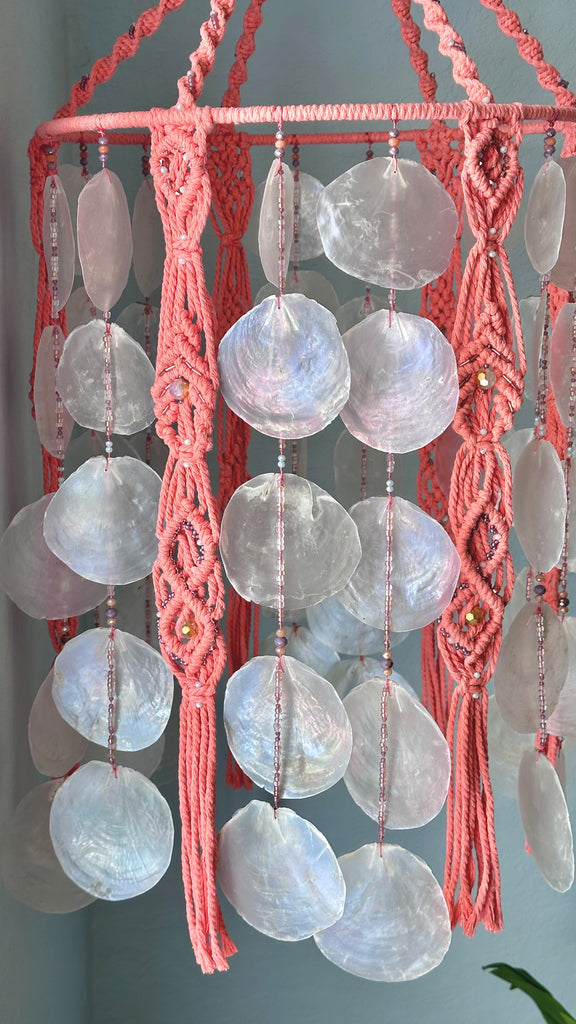 Shells For Macrame Capiz Shell Beaded Macrame Mobile - Indoor Shell Chime – Earth Meets Water