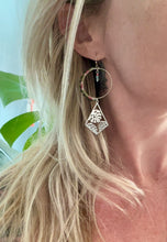 Flamingo Beach Monstera Beaded Hoop Earrings