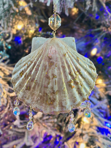 Gold Shimmer Iridescent Shell Ornament Suncatcher