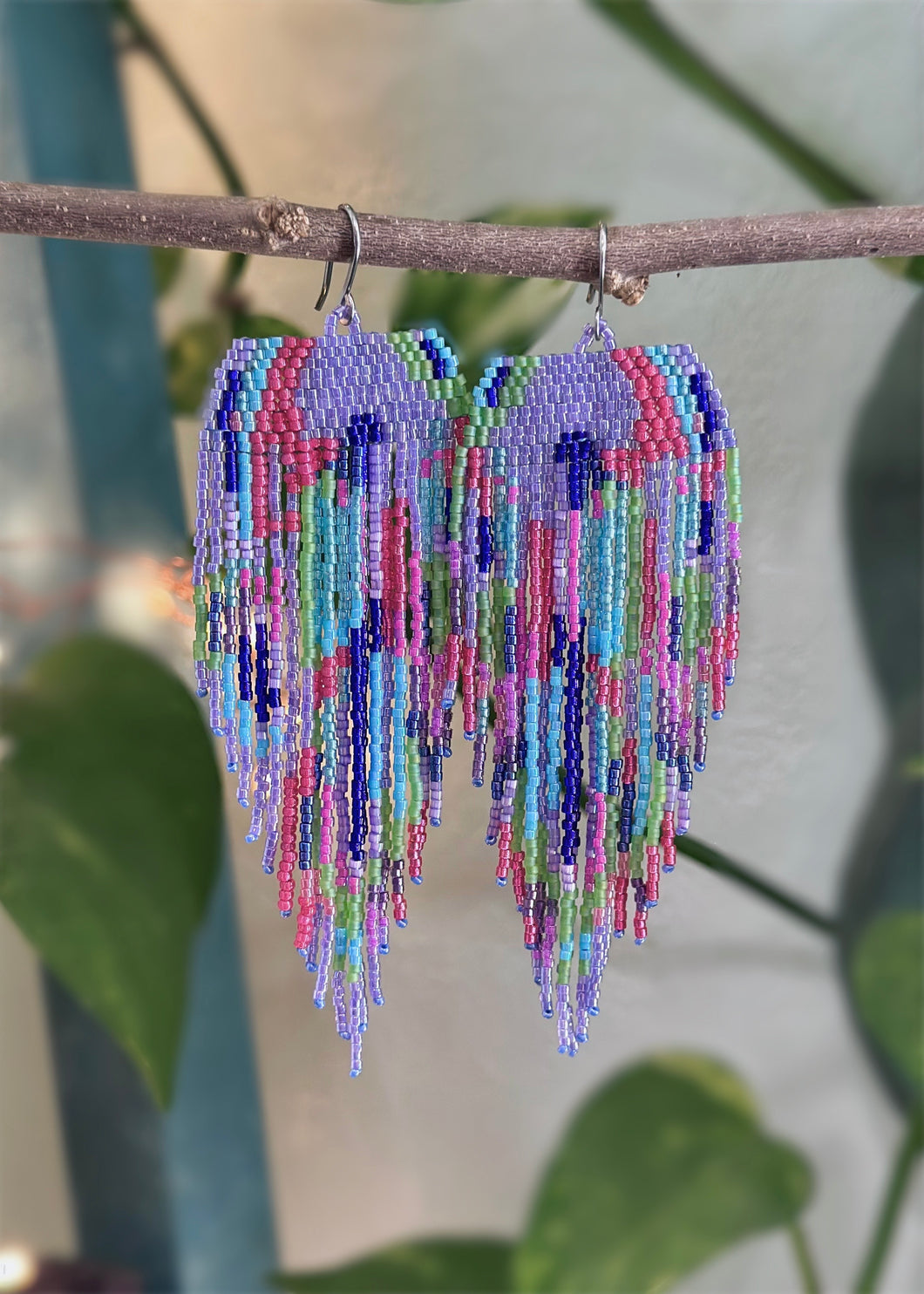Color Splash Beaded Fringe Earrings