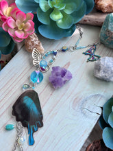 Turquoise Peacock Swallowtail Butterfly Wing Car Charm Sun Catcher