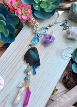 Turquoise Peacock Swallowtail Butterfly Wing Car Charm Sun Catcher