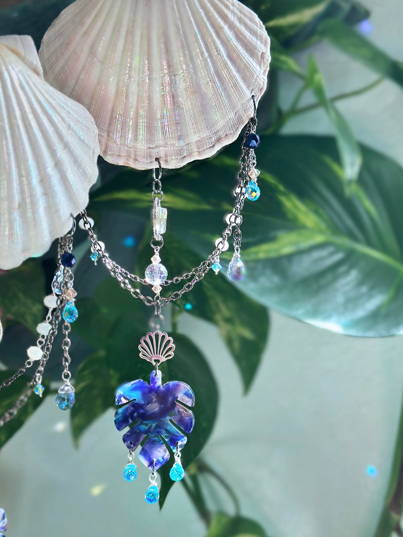 Boho Beach Shell Suncatcher - Blue Tropical Vibes