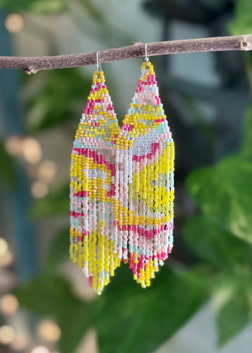 Mellow Yellow Psychedelic Fringe Earrings