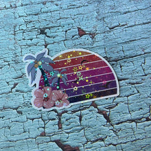 Tropical Sun Set Holographic Die Cut Vinyl Sticker