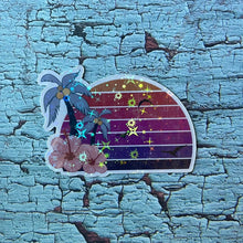 Tropical Sun Set Holographic Die Cut Vinyl Sticker