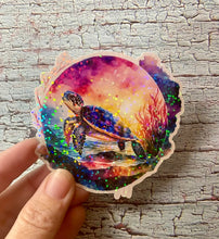 Watercolor Sea Turtle Holographic Die Cut Vinyl Sticker
