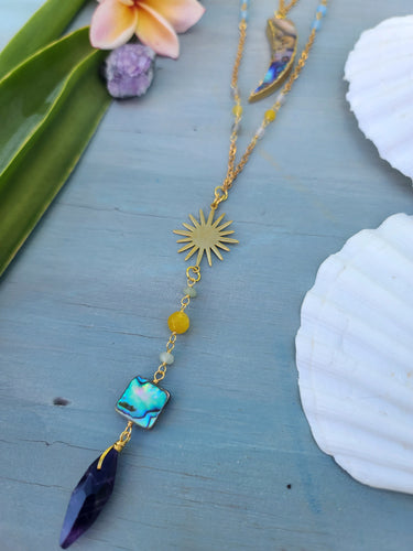 Layered Abalone & Amethyst Necklace
