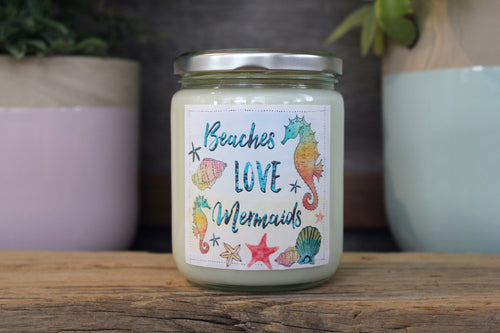 Beaches Love Mermaids 16 oz Soy Candle- Pineapple & Seaside Cotton