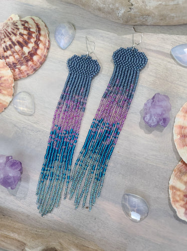 Jellyfish Duster Beaded Fringe Earrings