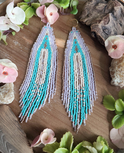 Long Beaded Fringe Earrings