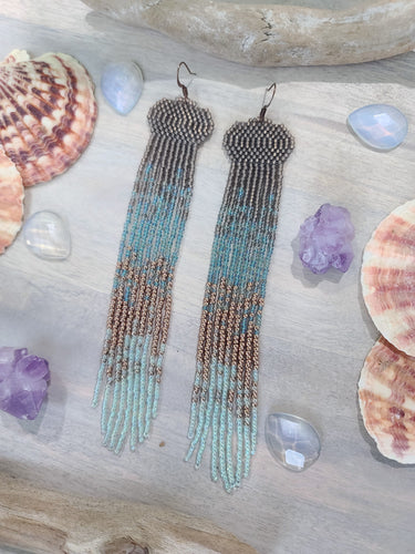Jellyfish Duster Beaded Fringe Earrings